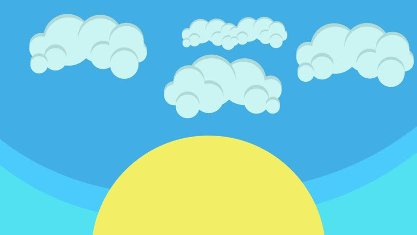 Cartoon Puffy Clouds Hovering In Blue Sky Stock Footage Video ...