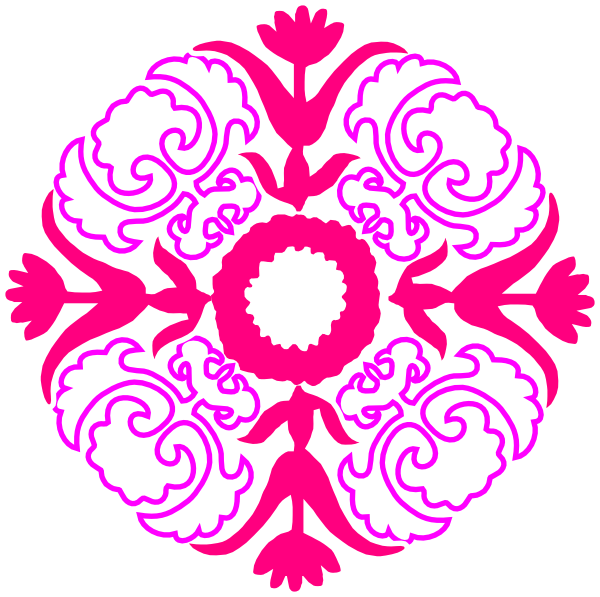 Damask Flourish- Pink Orange clip art - vector clip art online ...