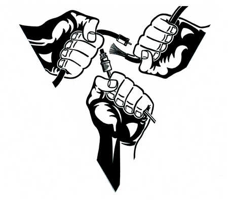 Stock Illustration - Hands holding different cords