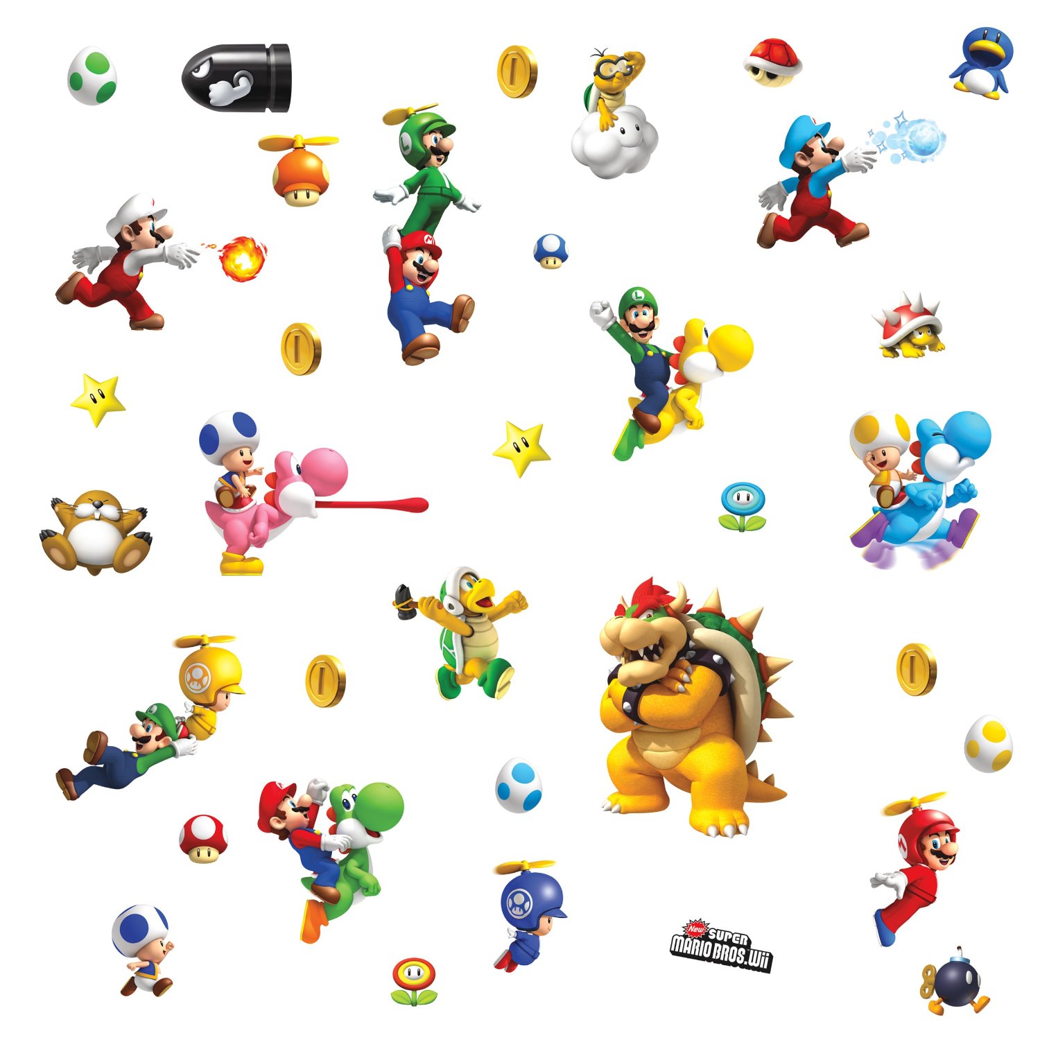 RoomMates 673SCS Nintendo Super Mario Peel and Stick Wall Decals ...