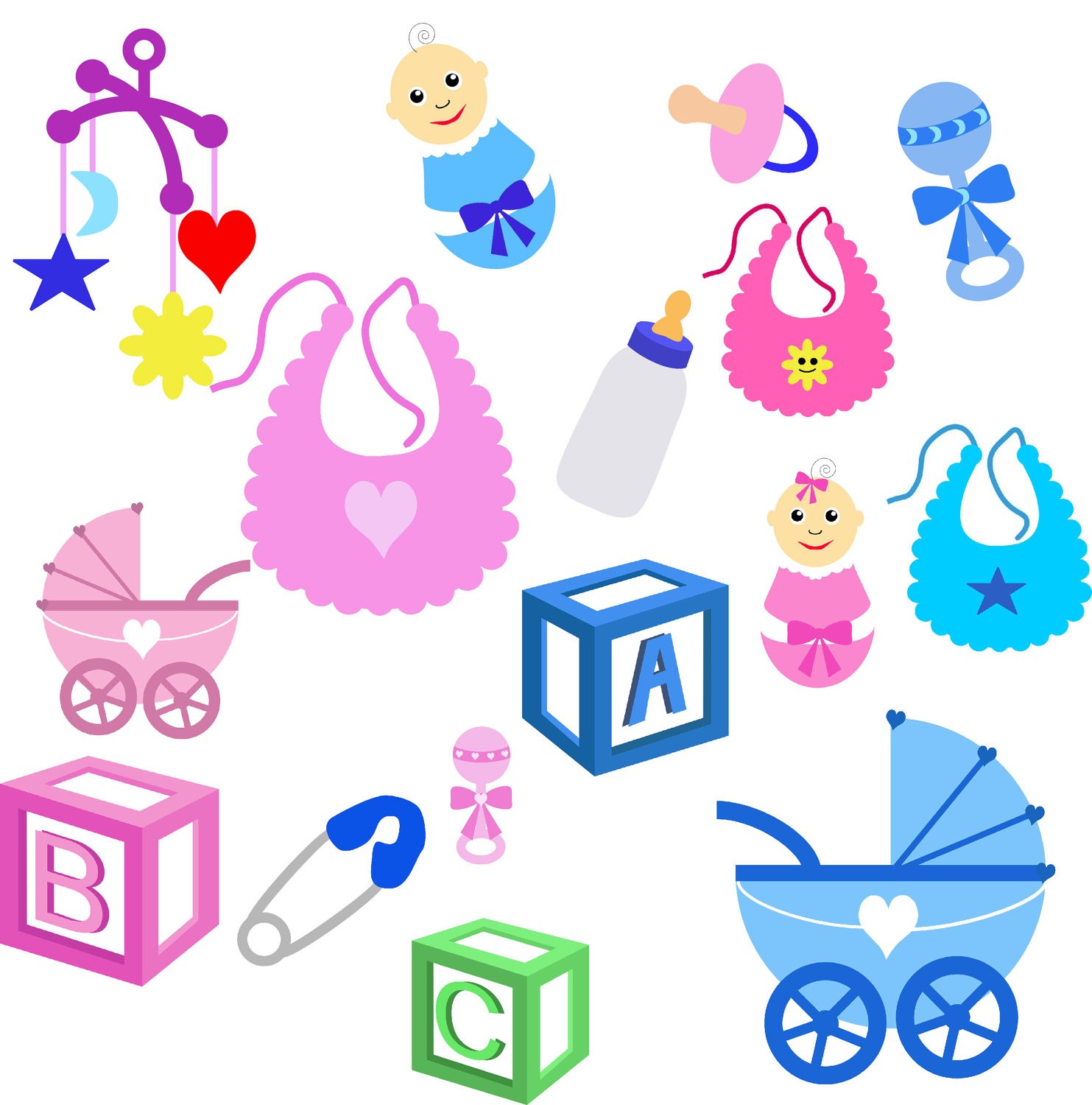 Clipart baby bottle and pacifier