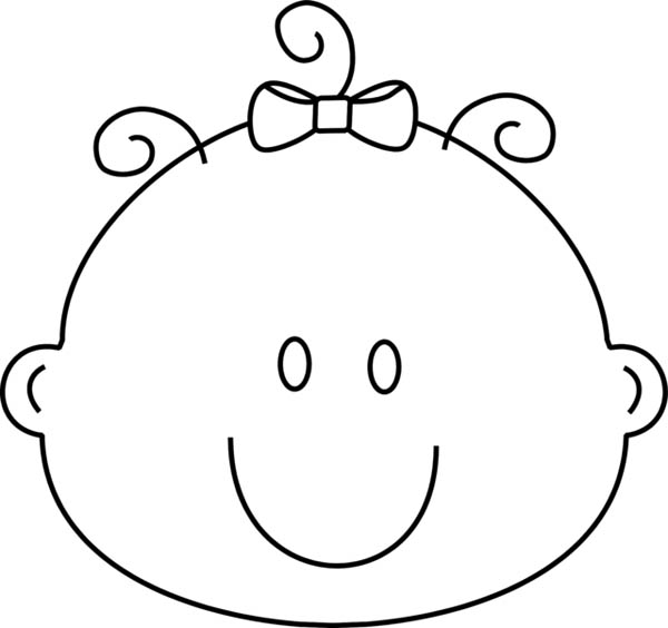 Baby Girl Happy Face Coloring Page | Coloring Sun