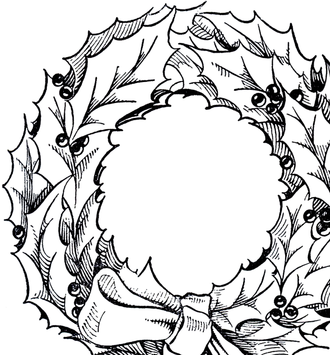 Vintage Christmas Wreath Graphic - The Graphics Fairy