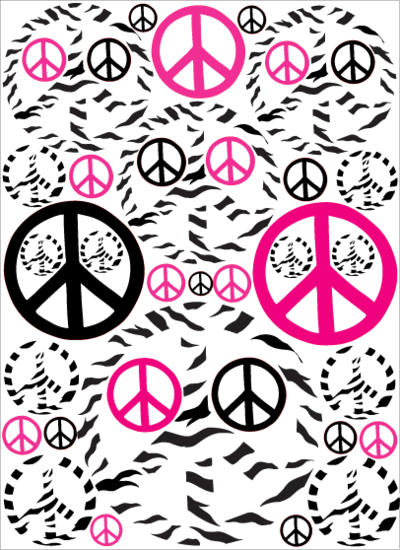Zebra Print Peace Signs Backgrounds