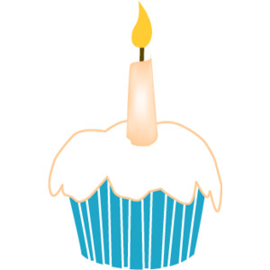 Birthday cupcake with candle clipart