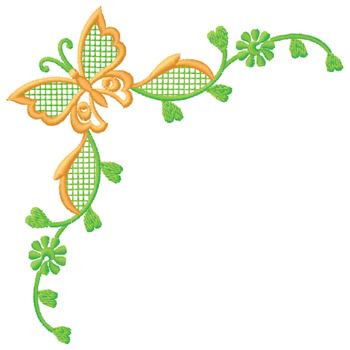 Animals(Gunold) Embroidery Design: Corner Butterfly Border from Gunold