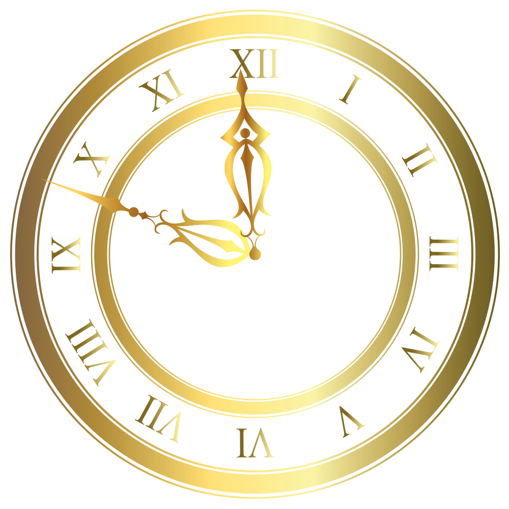 Golden Christmas Clock PNG Clipart