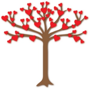 Love Clipart Image - Tree of Love with Heart Shaped Leaves