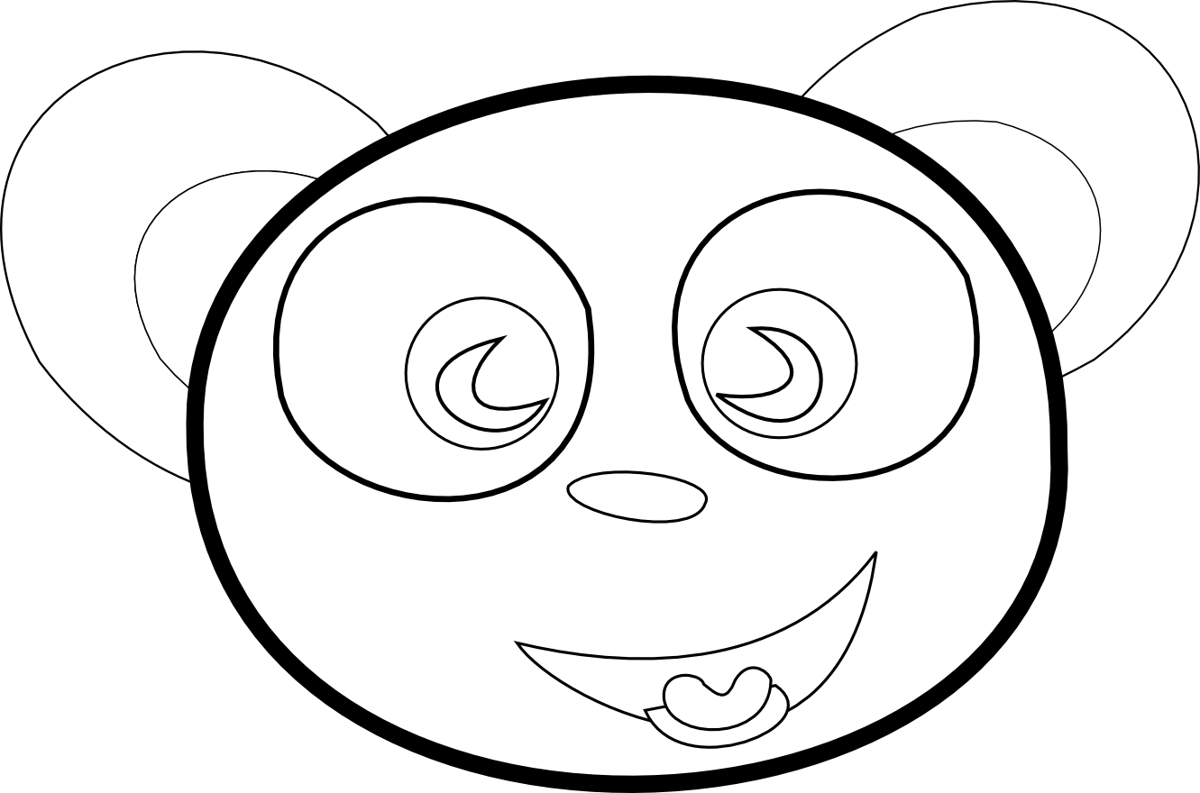 Happy Panda face Black White Line Art Christmas Xmas Teddy Bear ...