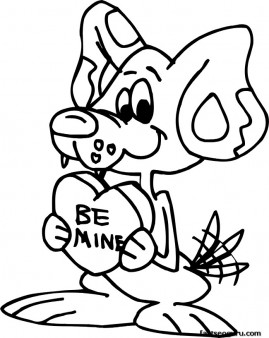Print out Valentines Day mouse holding a be mine heart - Printable ...