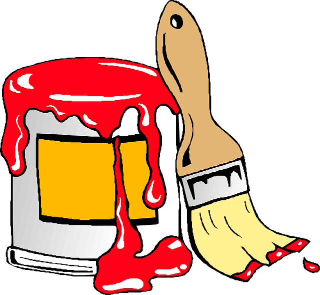RED, HOUSE, WALL, BRUSH, PAINT, MAN, CAR, CARTOON - Public Domain ...