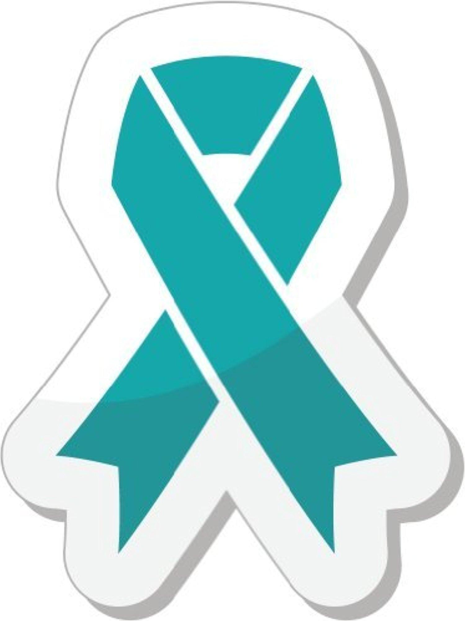 Teal Ribbon Ovarian Cervical and Uterine Cancers Symbol Car Bumper ...