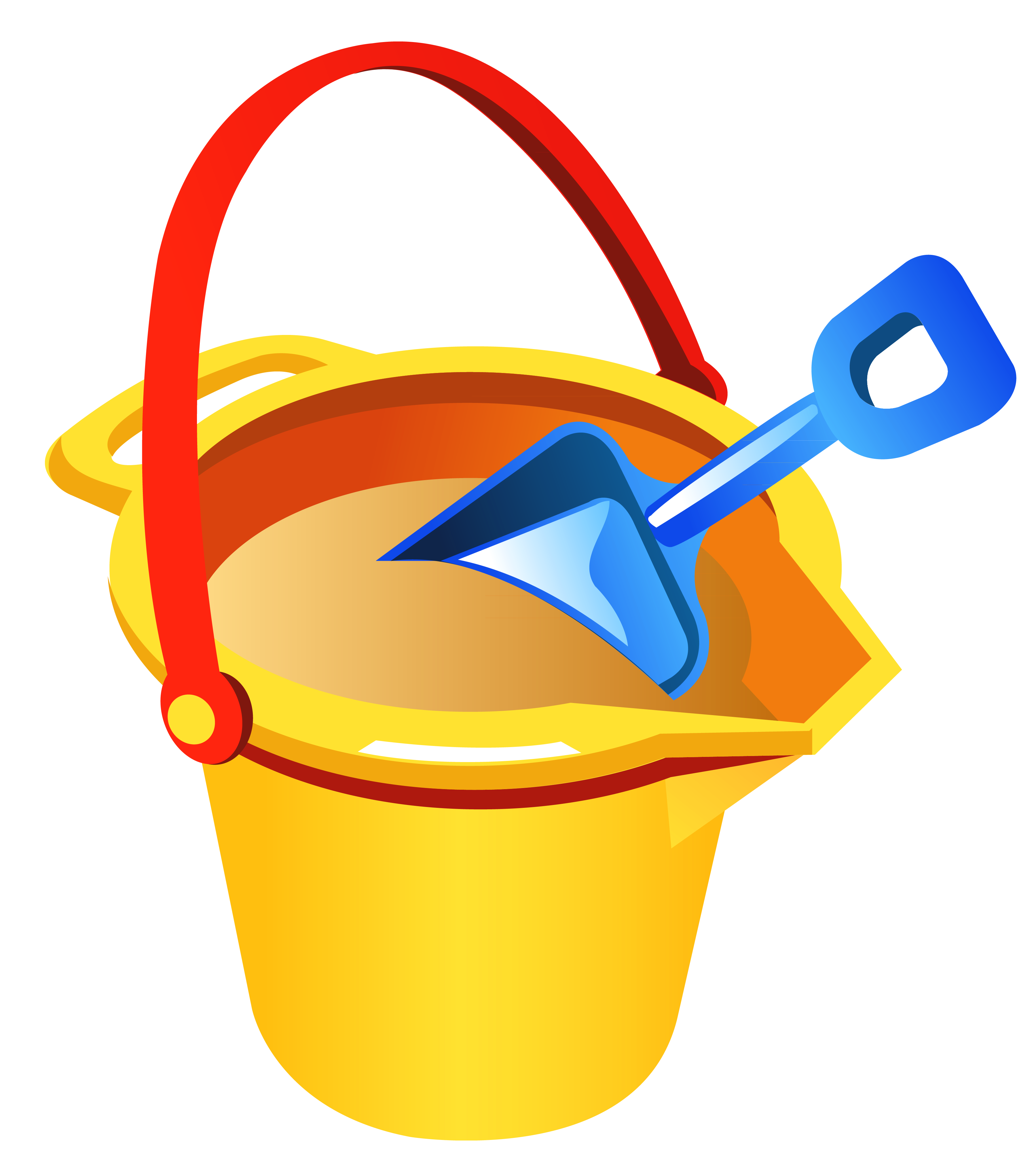 Transparent Beach Bucket and Shovel PNG Clipart