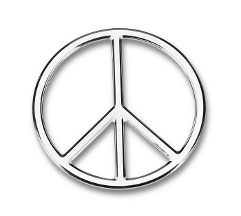 ABS Chrome Emblems Peace Sign Emblem Outline