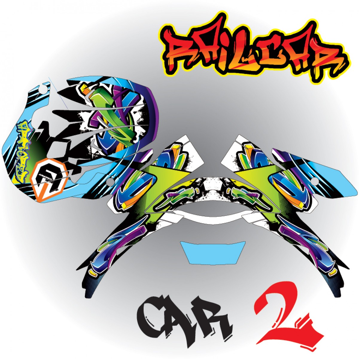 Helmet graphic kit - shoei rail car Armored Graphix