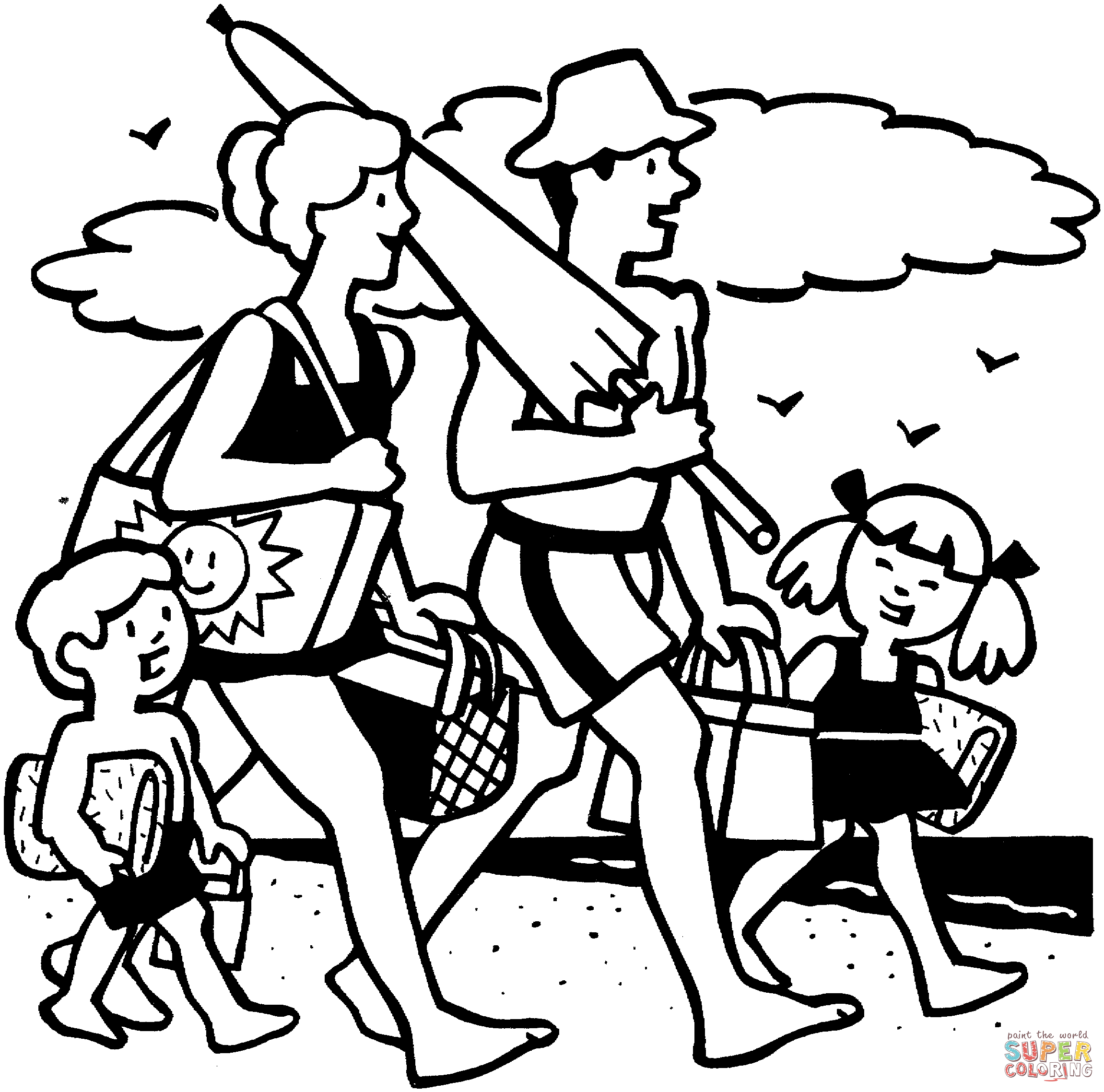 Family Beach Picnic coloring page | Free Printable Coloring Pages