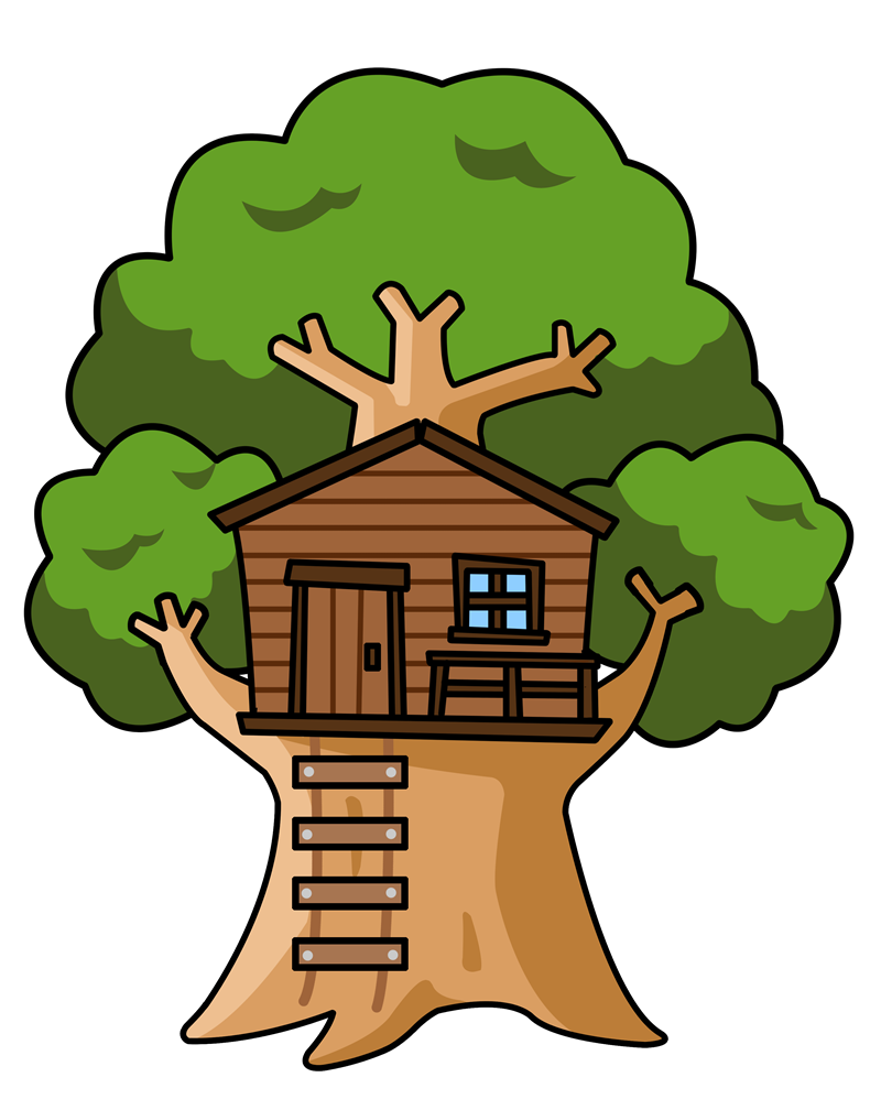 Kids tree house inside clipart