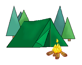 Camping Clip Art - Green Tents and Campfires - Tents