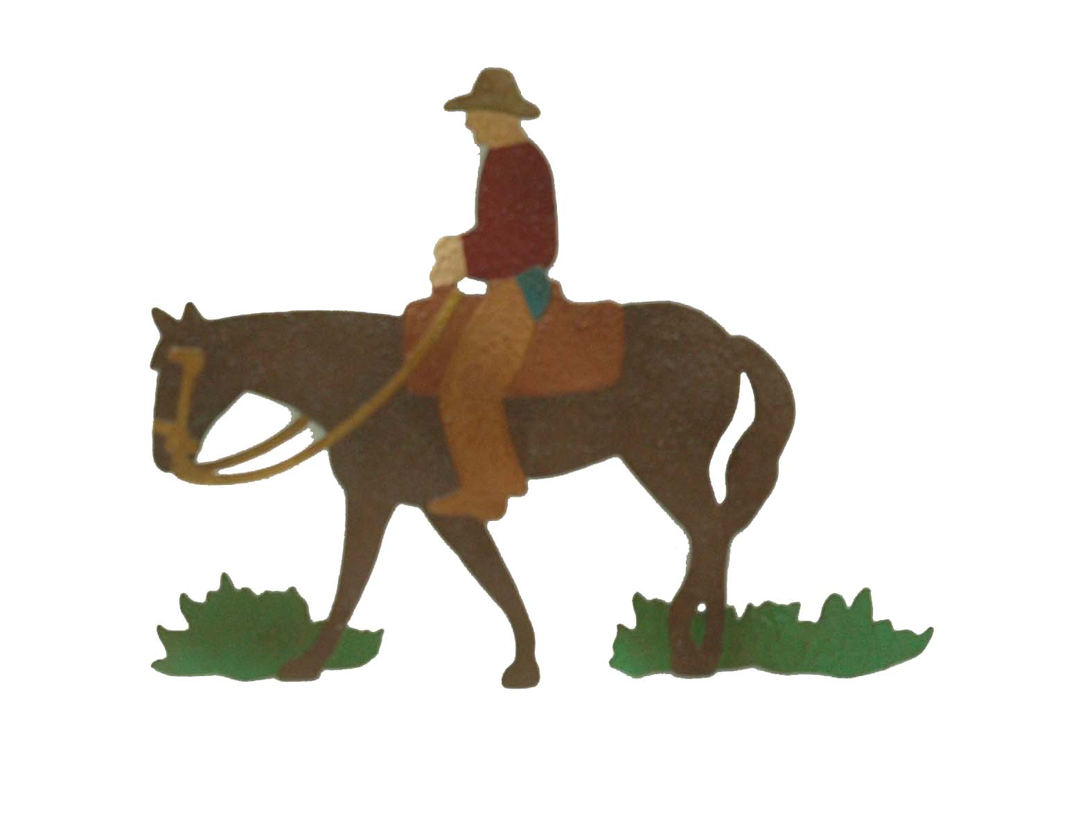 Running Horse and Cowboy Metal Wall Hanging