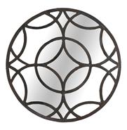 Melanie Blackened Iron Round Geometric Motif Mirror