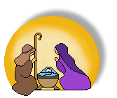 Christmas clip art of Nativity scene with Mary and Joseph