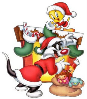 Merry christmas santa tweety bird with candy cane clip art ...
