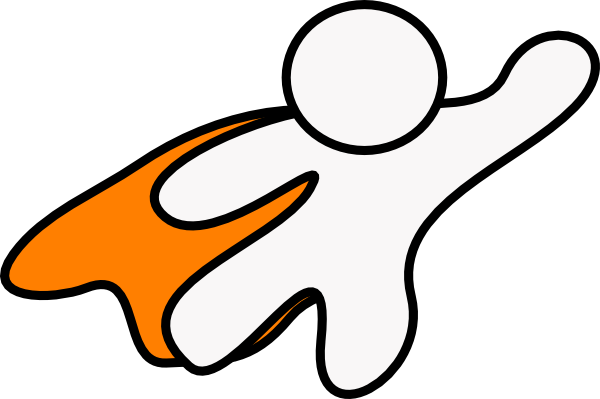 Superhero Outline Bw + Orange Cape clip art - vector clip art ...