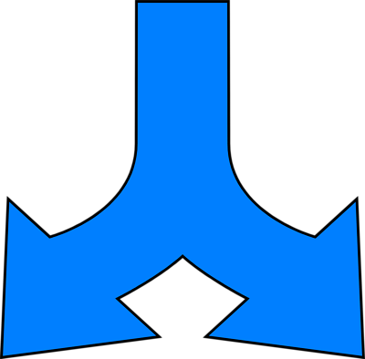 Free Stock Photos | Illustration Of A Blue Split Down Arrow ...