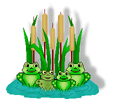 Frogs Clipart - Groups of Frogs, Cattails and Water