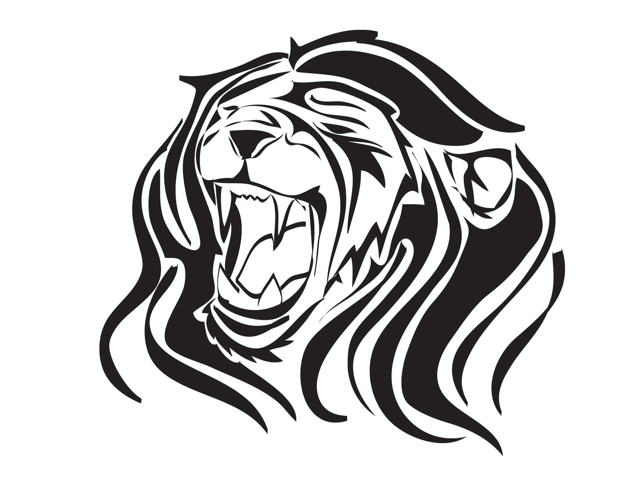 Free designs - Roaring lion tattoo wallpaper