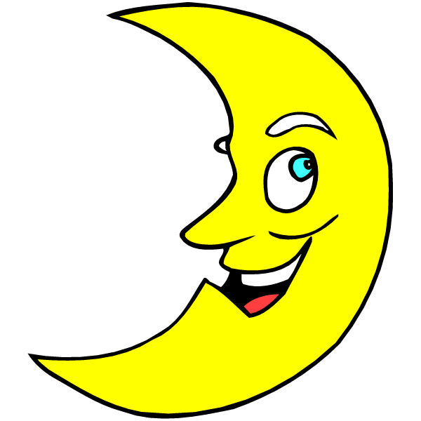 Cartoon Crescent Moon With A Funny Faces Free Clip Art