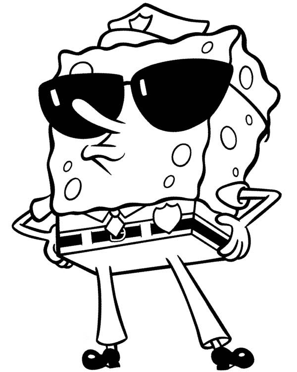 SpongeBob as a Policeman Coloring Page | Kids Play Color