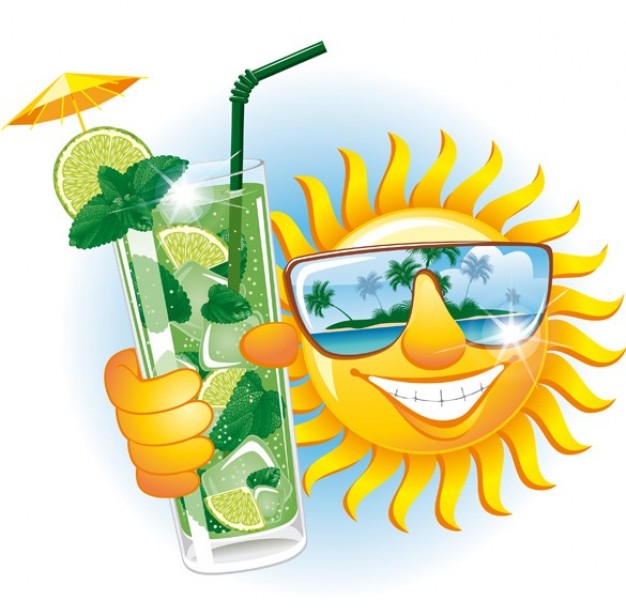 Funny sun tropical island cartoon | Download free Vector
