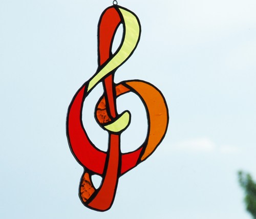 Stained Glass Treble Clef or G Clef Music Symbol Suncatcher ...