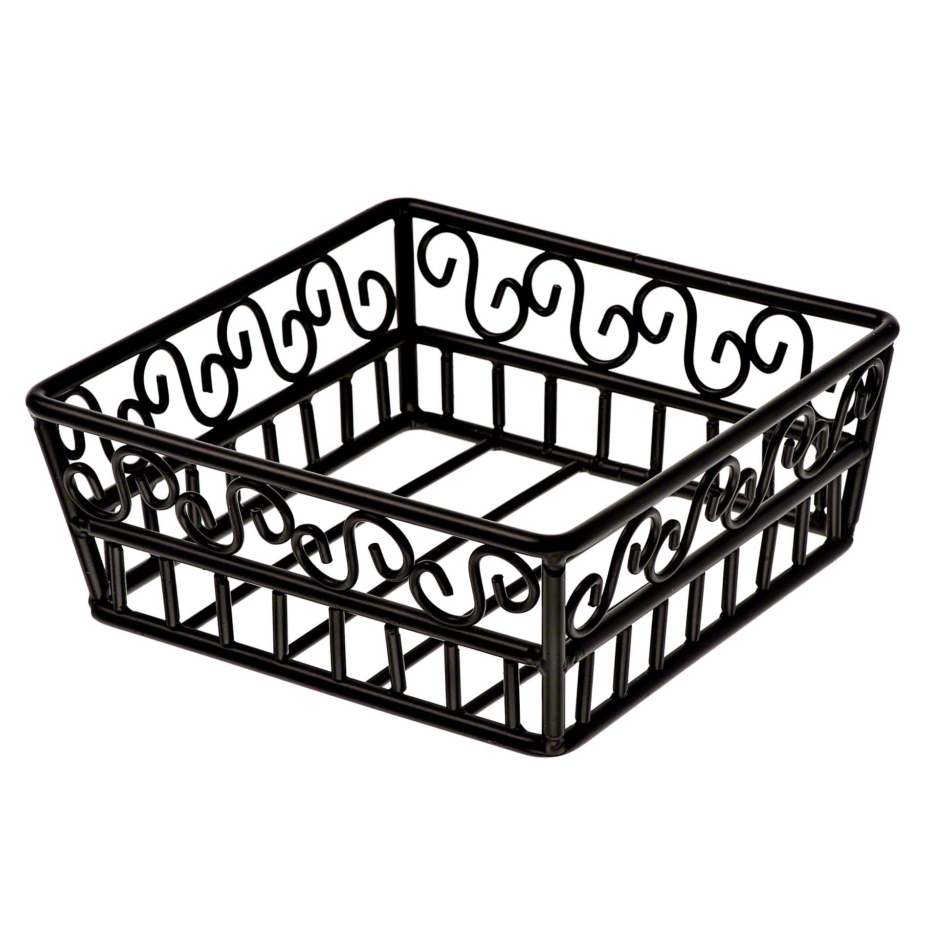 American Metalcraft - SBS70 Wrought Iron Square Basket w/Scroll Design