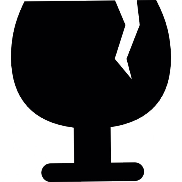 Fragile broken glass symbol for delivery boxes Icons | Free Download