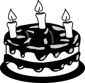 3yr Birthday Cake Bw clip art - vector clip art online, royalty ...