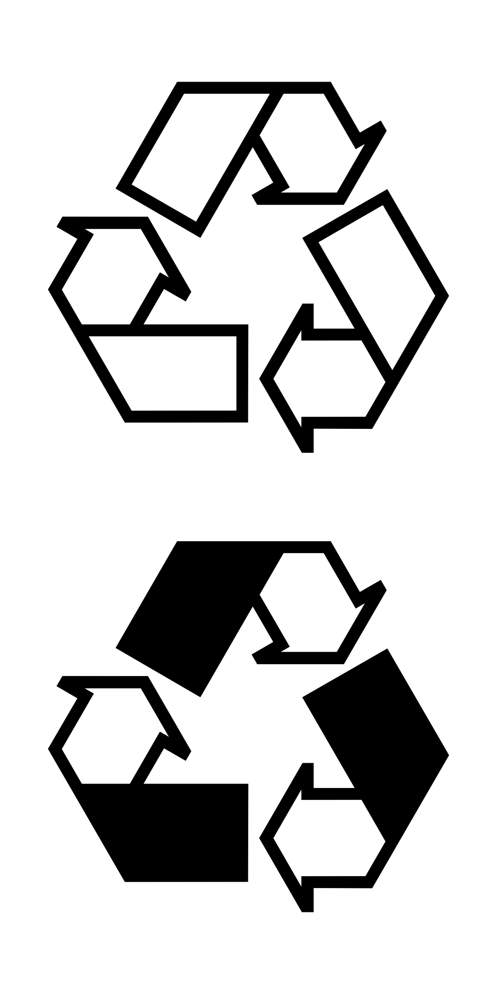 And White Arrows Recycling Logo Black