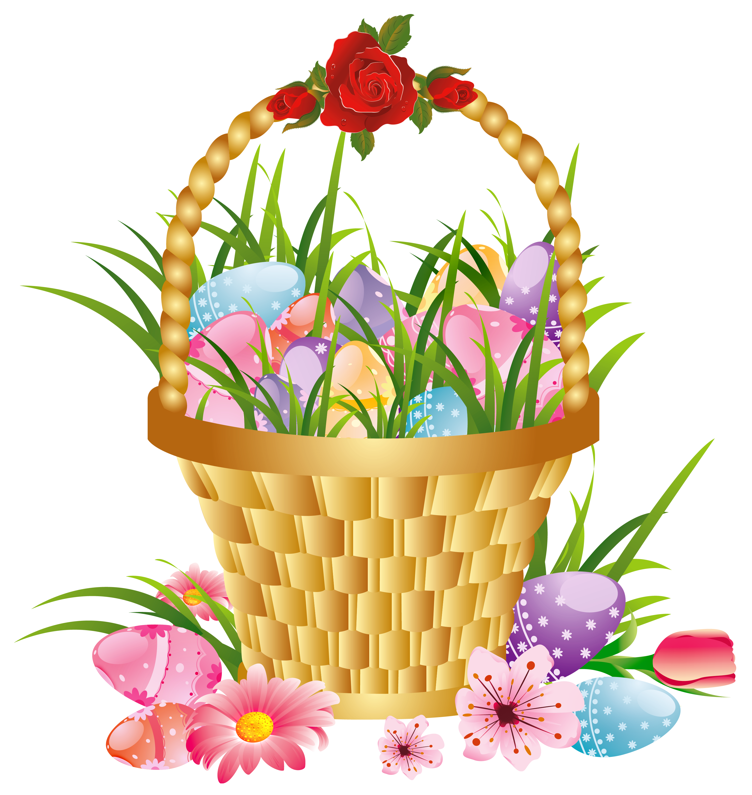 Easter basket with eggs and flowers png picture clipart clipart best