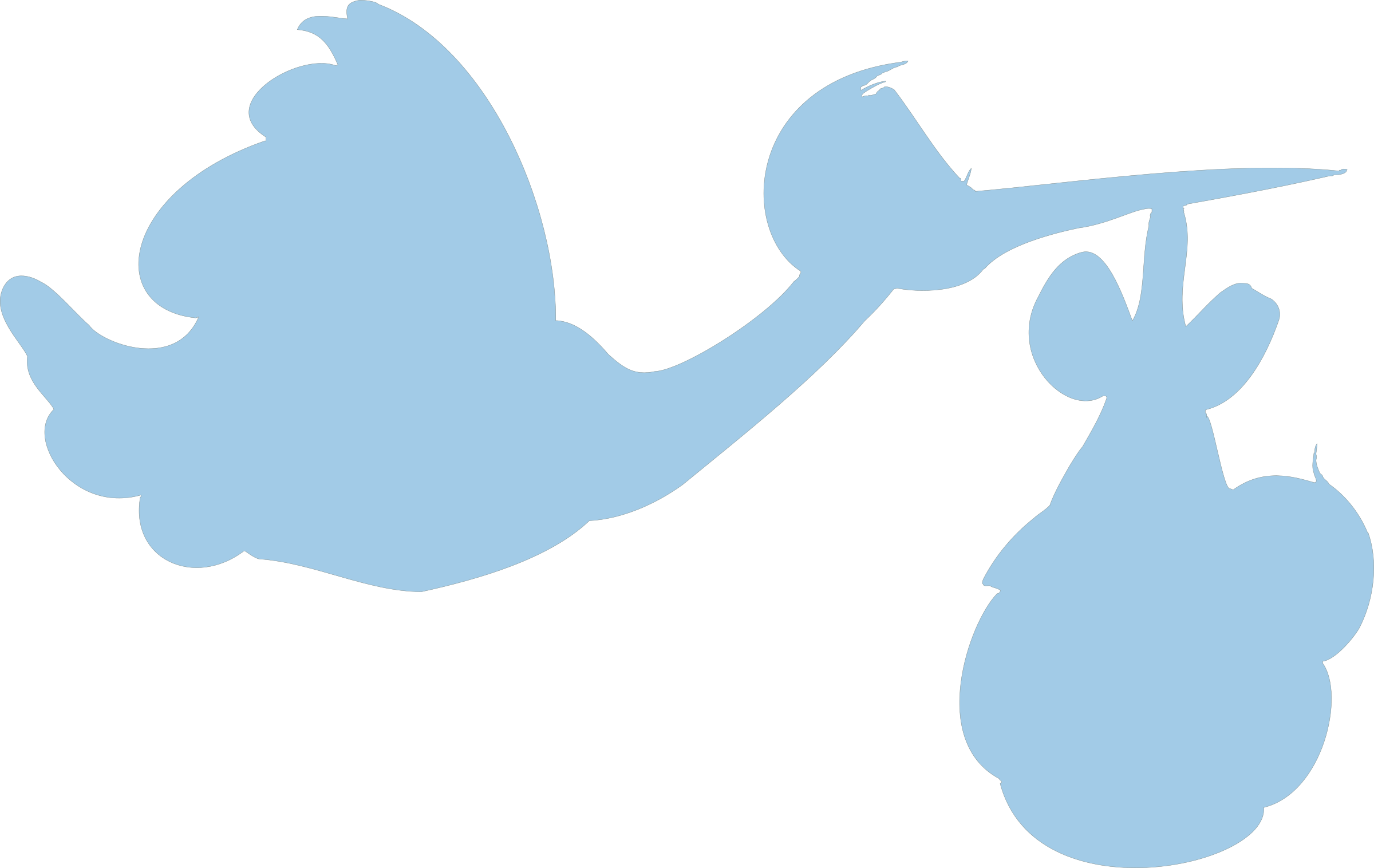 Clipart - Stork carrying baby (silhouette)