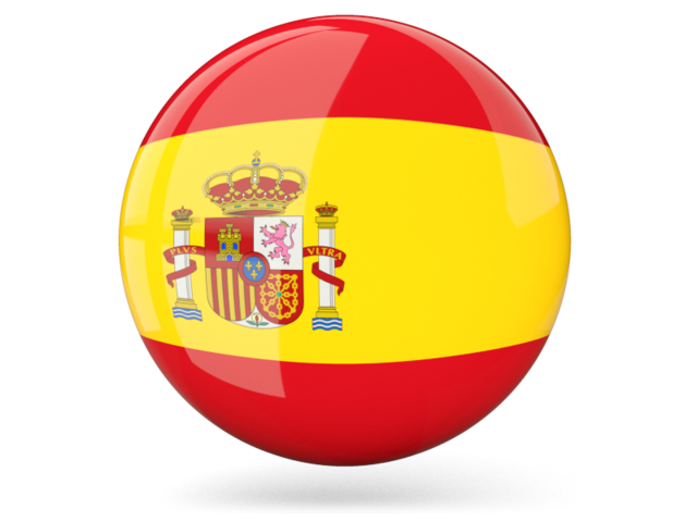 Glossy round icon. Illustration of flag of Spain