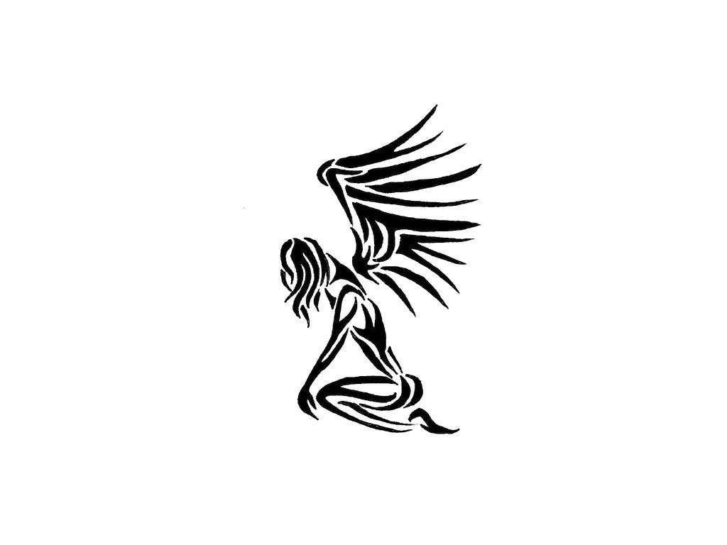 tribal angel tatoos | Tribal angel on the knees wallpaper ...