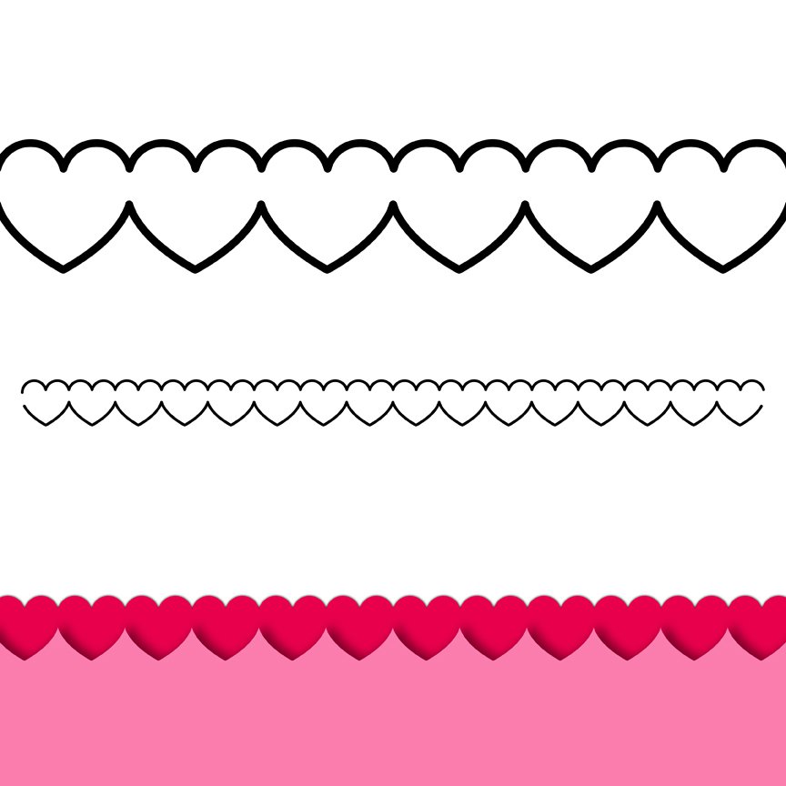 Row of hearts clip art
