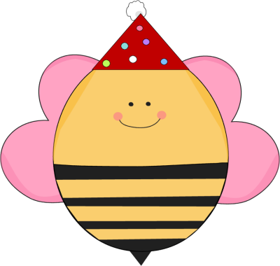 Girl Birthday Bee in a Party Hat Clip Art - Girl Birthday Bee in a ...