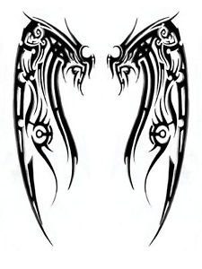 TRIBAL WINGS TATTOO STYLE A4 TSHIRT TRANSFER ANGEL WING | eBay