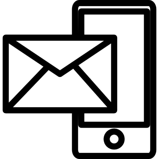 Mail and phone outline symbol in a circle Icons | Free Download