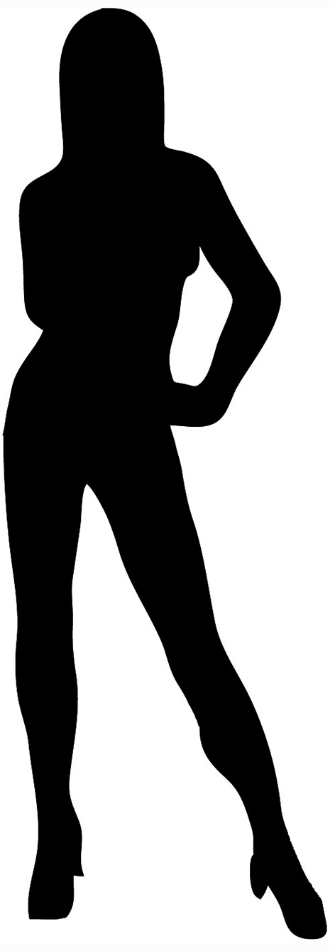 Lady standing silhouette clipart