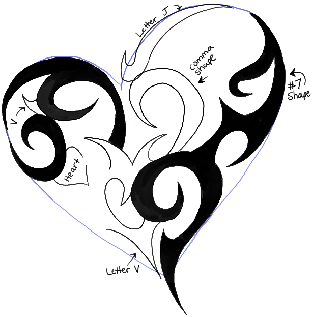 How to Draw a Tribal Heart Tattoo Design in Easy Steps Tutorial ...