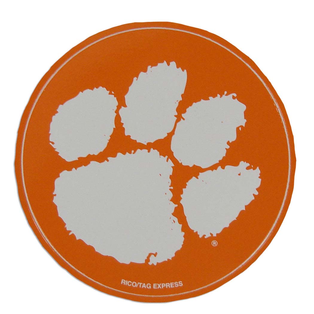 Round Clemson Tiger Paw Decal