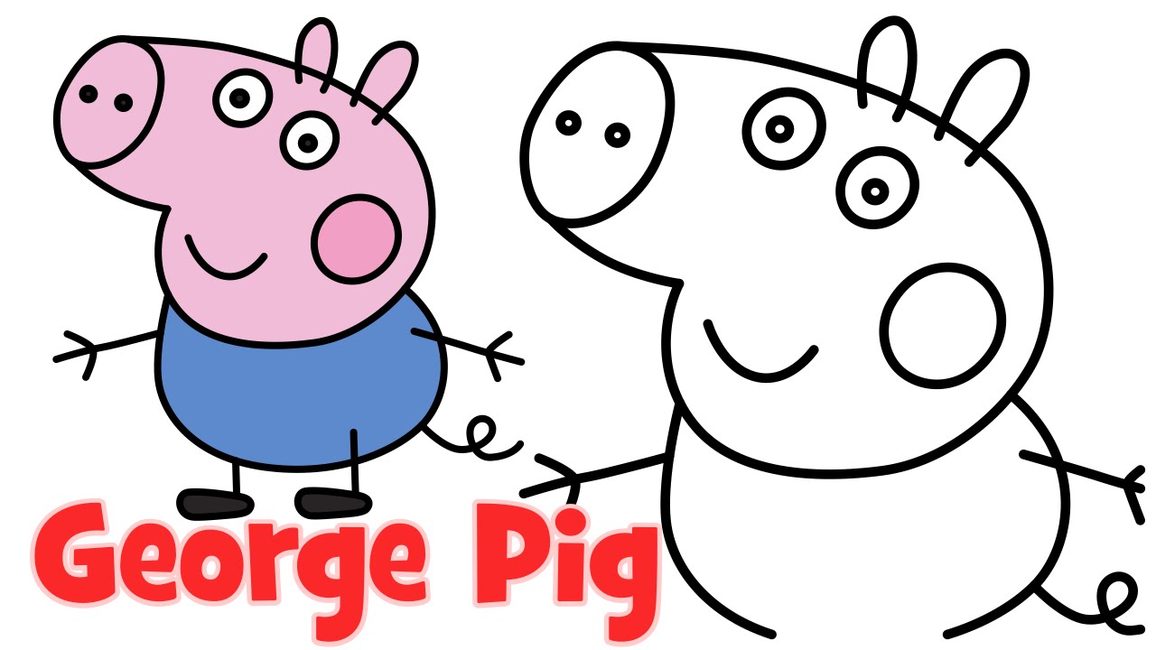 How to draw Peppa Pig family George step by step easy drawing for ...